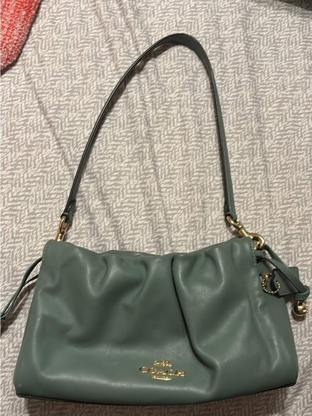 Coach Faye Pebbled Leather Shoulder Bag in Sage